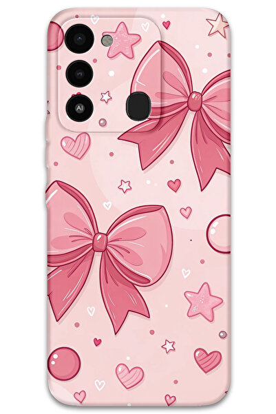 Gramaphone Tecno Spark 8c Uyumlu Kurdele Desenli Telefon Kılıfı + Ekran Koruyucu - 5803