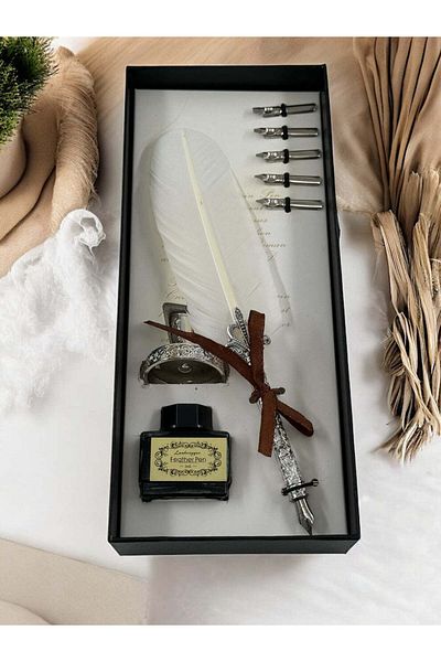 Wolawood Vintage Dip Ink Calligraphy Set – Feather Dip Pen + 5 Nibs + Ink + Ink Special Boxed Set