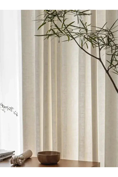 Ran Perde Koyu Krem- Keten Fon Perde -Çift Kanat
