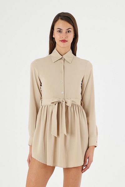 FİDEY Women's Belt Shirt Dress
