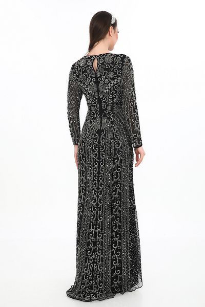 GATSBYLADY LONDON Laila Maxi – Black Sequin Evening Gown