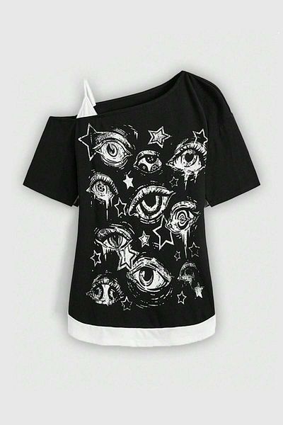 Köstebek Eyes Collage Short Sleeve T-Shirt with Additional Strap