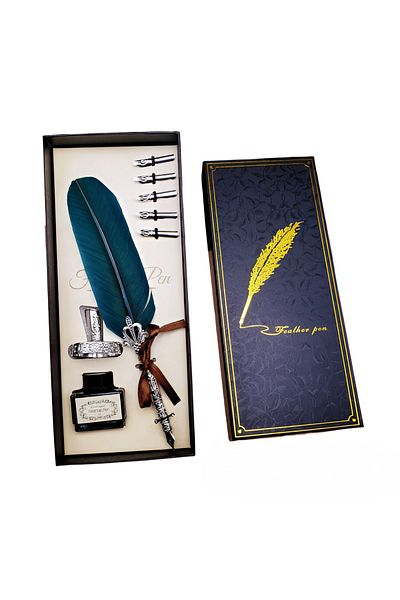 Wolawood Vintage Dip Ink Calligraphy Set – Feather Dip Pen + 5 Nibs + Ink + Ink Special Boxed Set
