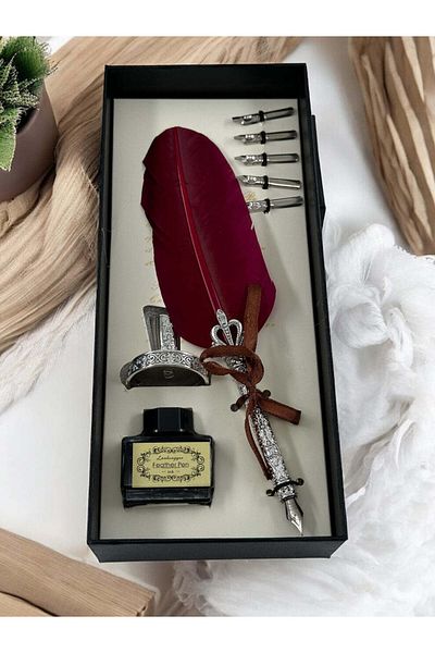Wolawood Vintage Dip Ink Calligraphy Set – Feather Dip Pen + 5 Nibs + Ink + Ink Special Boxed Set