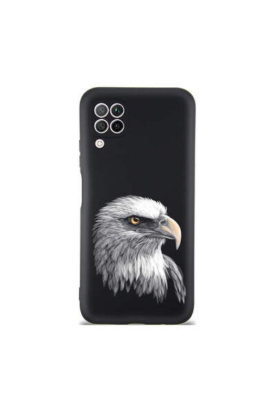PrintiFy Huawei P40 Lite ile Uyumlu Kartal (0214c) Tasarımlı Siyah Lansman Kılıf