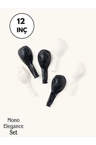 Mielibon Mono Elegance Balloon Set |   12 Inch Black & White Pastel Balloon