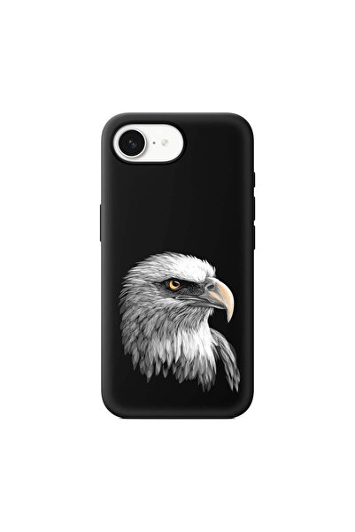 PrintiFy iPhone 16e - 17e ile Uyumlu Kartal (0214c) Tasarımlı Siyah Lansman K...