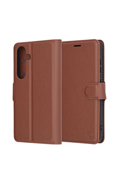 Techsuit Калъф за Samsung Galaxy S25 - Techsuit Кожен Фолио - Кафяв