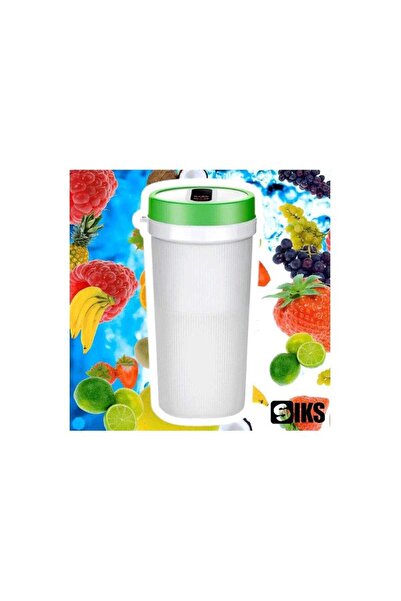 SIKS Mini blender portabil, compact SIKS, electric, încărcare USB, 4 lame, 300 ml, verde/alb
