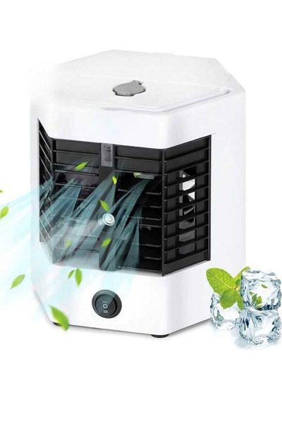 Generic Portable Air Cooler – Mini USB Air Conditioner & Humidifier with High Fan Speeds, White Cooling Fan