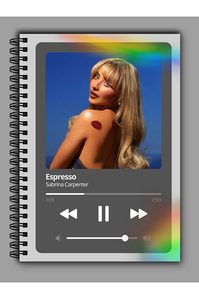 MG Office A5 Notebook - Espresso - Sabrina Carpenter - Rainbow Reflective Cover - 80 Vellum Pages
