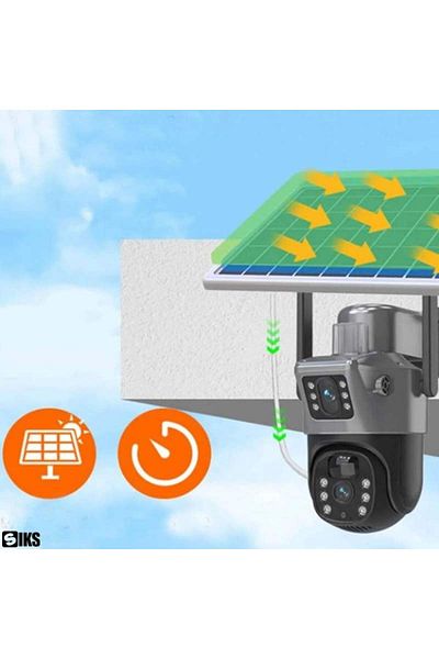 SIKS 4G WIFI Dual CCTV Video Surveillance Camera, Sim Slot, Solar Panel, Doom Type, 3+3MP