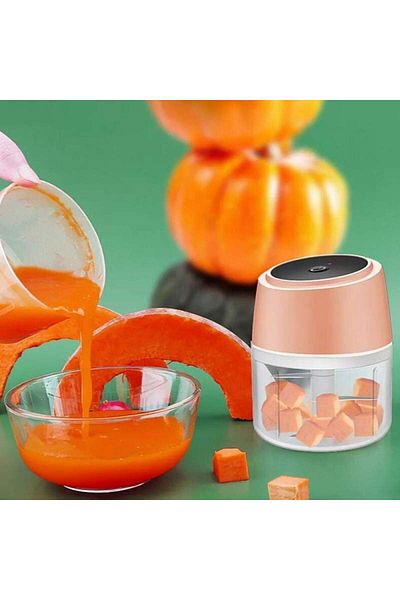SIKS ® Mini Electric Blender, 3 Blades, USB Charging, Vegetable Chopper, Garlic, 250ml, Pink