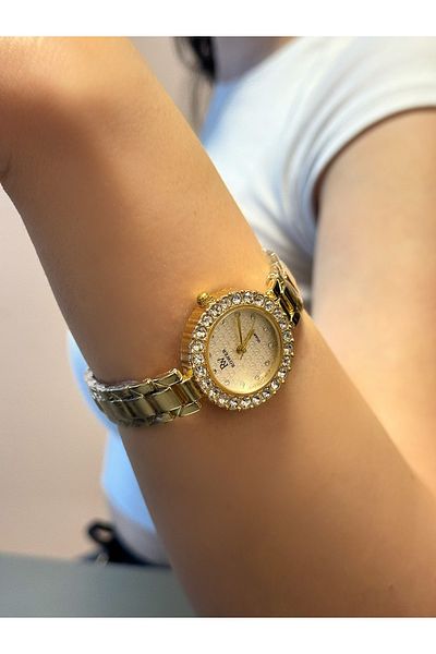 MR Gold Watch with Zircon Stone and White Dial