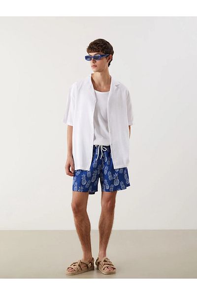 LC Waikiki Lcw Eco Blue Short Length Patterned Men's Swim Shorts
