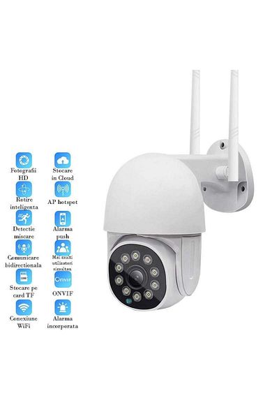 SIKS IP 66 WIFI Outdoor Surveillance Camera, Phone / PC Connection, 10 LED, Night Vision Color, 12V