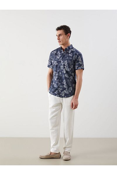 LC Waikiki Ανδρικό κοντομάνικο πουκάμισο Standard Fit 100% βαμβακερό ύφασμα ποπλίνα