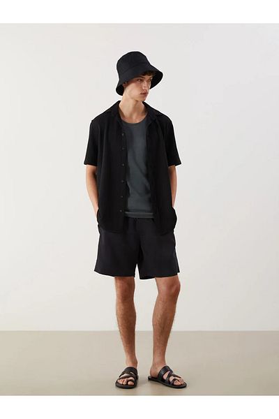 LC Waikiki Lcwaikiki classic black knee length basic men's swim shorts