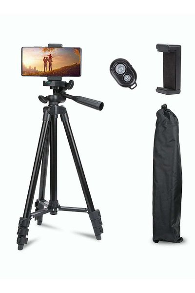 Camera Trap AccLoo 51 Inch Extendable Phone Tripod and Camera Stand with Bluetooth Remote and Clip