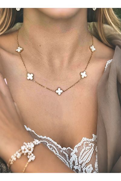 MR Clover Model White Gold Necklace
