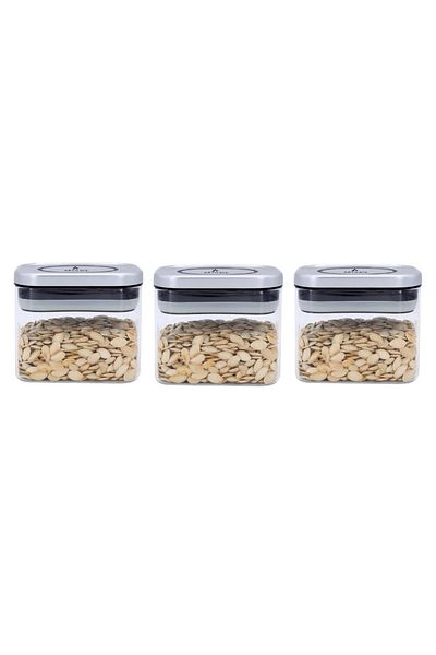 Aryıldız 3-Piece Glass Vacuum Spice Rack Storage and Jar Set 510 ml