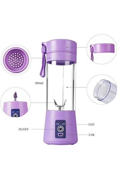 SIKS ® Mini blender portabil cu 2 lame, 380 ml, violet