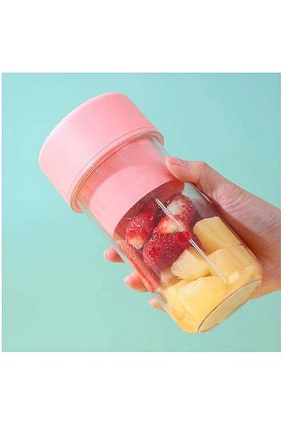 SIKS Portable Blender Cup Type with USB Charging, 6 Blades, 420 ml Capacity, With Silicone Straw