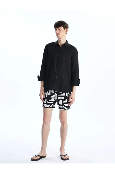 LC Waikiki Xside Men's Black Short-Length Patterned Swim Shorts