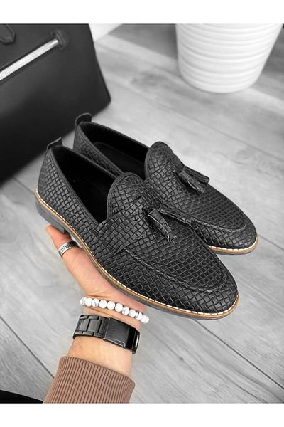 dehaine Men's casual loafers made of vegan leather, 12216, black