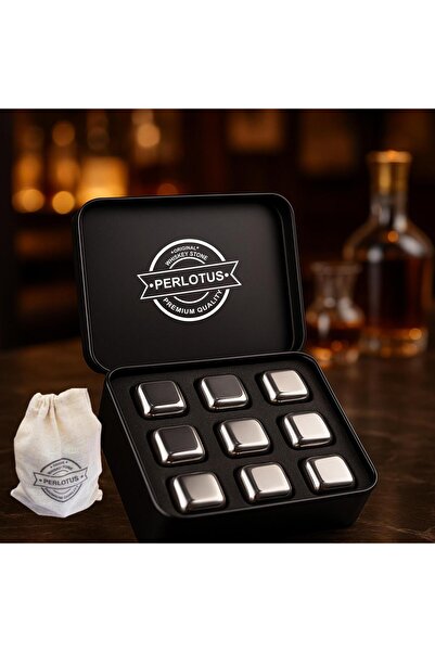 PERLOTUS 9 Adet Paslanmaz Çelik Viski Taşı Soğutma Buz Küpleri Yeniyıl Newyea...