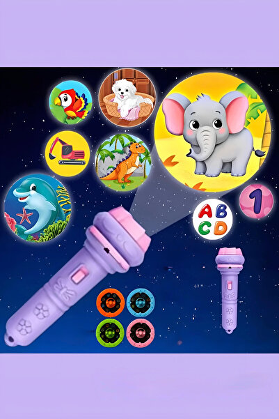 Hyd Projektör 80 Farklı Resimli Projeksiyonlu Eğitici Oyuncak El Feneri Yansıtmalı