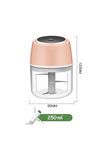 SIKS ® Mini Electric Blender, 3 Blades, USB Charging, Vegetable Chopper, Garlic, 250ml, Pink