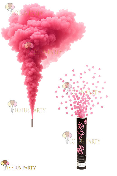 LOTUS PARTY Cinsiyet Öğrenme Seti - 1 Adet Pembe Konfeti - 1 Adet Pembe Sis