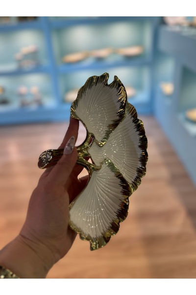 hediye ESTERHOMEDECOR Bölmeli porselen çerezlik sunum tabağı 24*17*4cm sunumluk