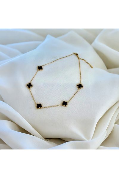MR Clover Model Black Steel Necklace