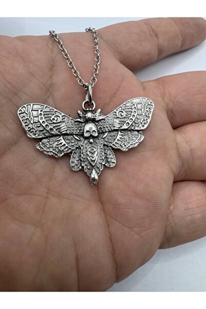 Yuchicly قلادة للرجال والنساء على شكل جمجمة الموت وعثة |   الدودة القوطية ذات...