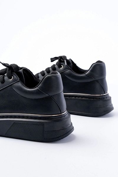 TB Terzi Bey Rs-2435 Black Platinum Lace-up Stitched Casual Sneakers