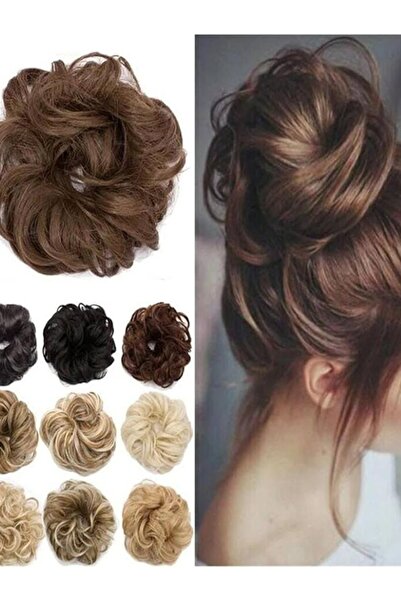 Shisa Kahve Dağınık Saç Topuzu Kıvırcık Dalgalı Sentetik Saç Parçası Kızlar Çocuklar için(11)