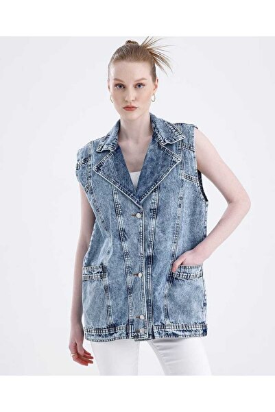 Yağmur Oversize Boyfriends Basic Jeans Kadın Yelek