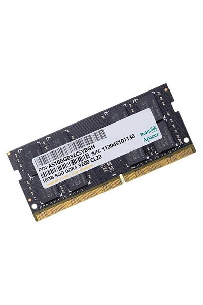 Apacer 16 جيجابايت 1x16 جيجابايت 3200 ميجا هرتز Cl22 Ddr4 ذاكرة الوصول العشوائي للكمبيوتر المحمول Sodımm (ES.16G21.GSH)