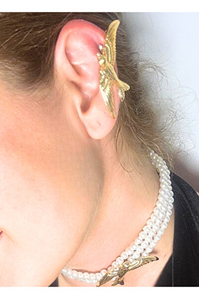 LYRA Gold Kırlangıç Figürlü Şık Kıkırdak Küpe