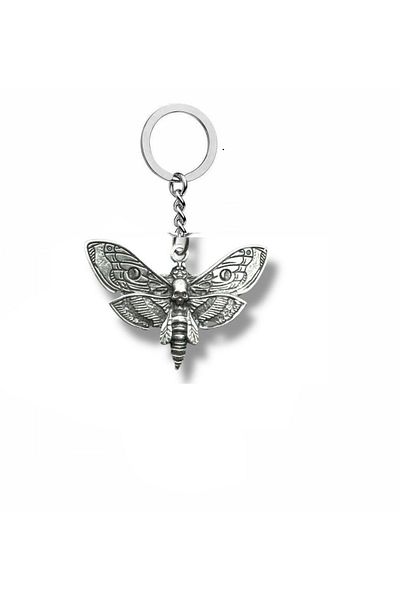 Herşey Nota Unisex Keychain with Skull Moth Figure |   Skull Moth Design |   Gothic Accessory