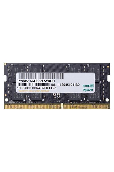 Apacer 16 جيجابايت 1x16 جيجابايت 3200 ميجا هرتز Cl22 Ddr4 ذاكرة الوصول العشوائي للكمبيوتر المحمول Sodımm (ES.16G21.GSH)
