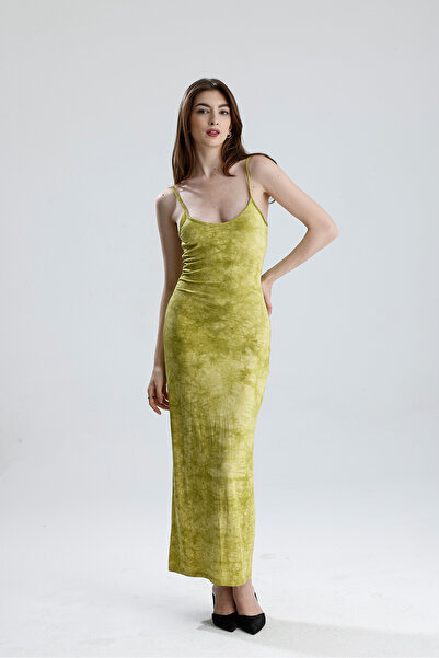 Sense Φόρεμα Lycra Viscose με λουράκι με σχισμή | ELB35782 ΦΙΣΤΙΚΟ ΠΡΑΣΙΝΟ ΜΠΑΤΙΚ