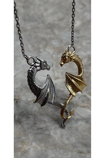 Wind Silver Çift Renkli Ejderha Kolye 925 Ayar