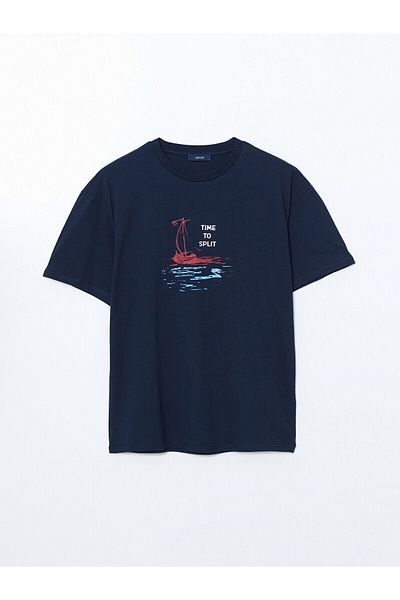 LC Waikiki Ανδρικό μπλουζάκι από χτενισμένο βαμβακερό κοντό μανίκι με λαιμόκοψη