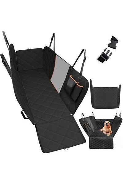 ISO TRADE Husa bancheta auto pentru protectie si transport caini si pisici, impermeabila, negru, 135x140 cm
