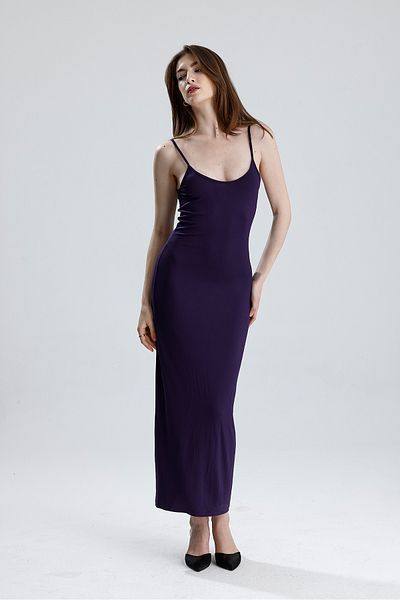 Sense Φόρεμα Lycra Viscose με λουράκι με σχισμή |   ELB35782 Μωβ