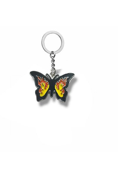Herşey Nota Aesthetic Unisex Keychain with Yellow Butterfly Figure |   Metal |   Elegant and Vibrant Design