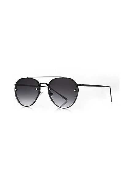 Markasepeti Original Screw Detailed Black Oval Design Sunglasses (Black)